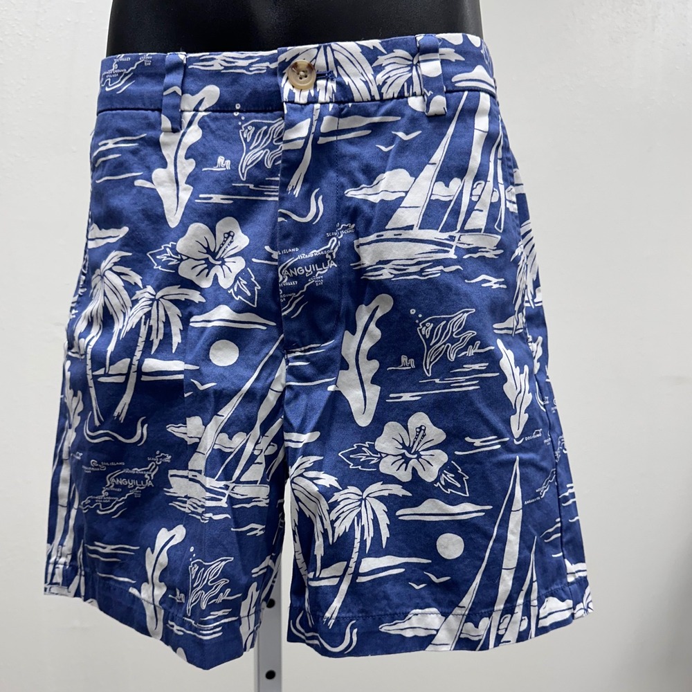 Vineyard Vines Island Print Shorts Preppy‎ Casual Blue White Size 28